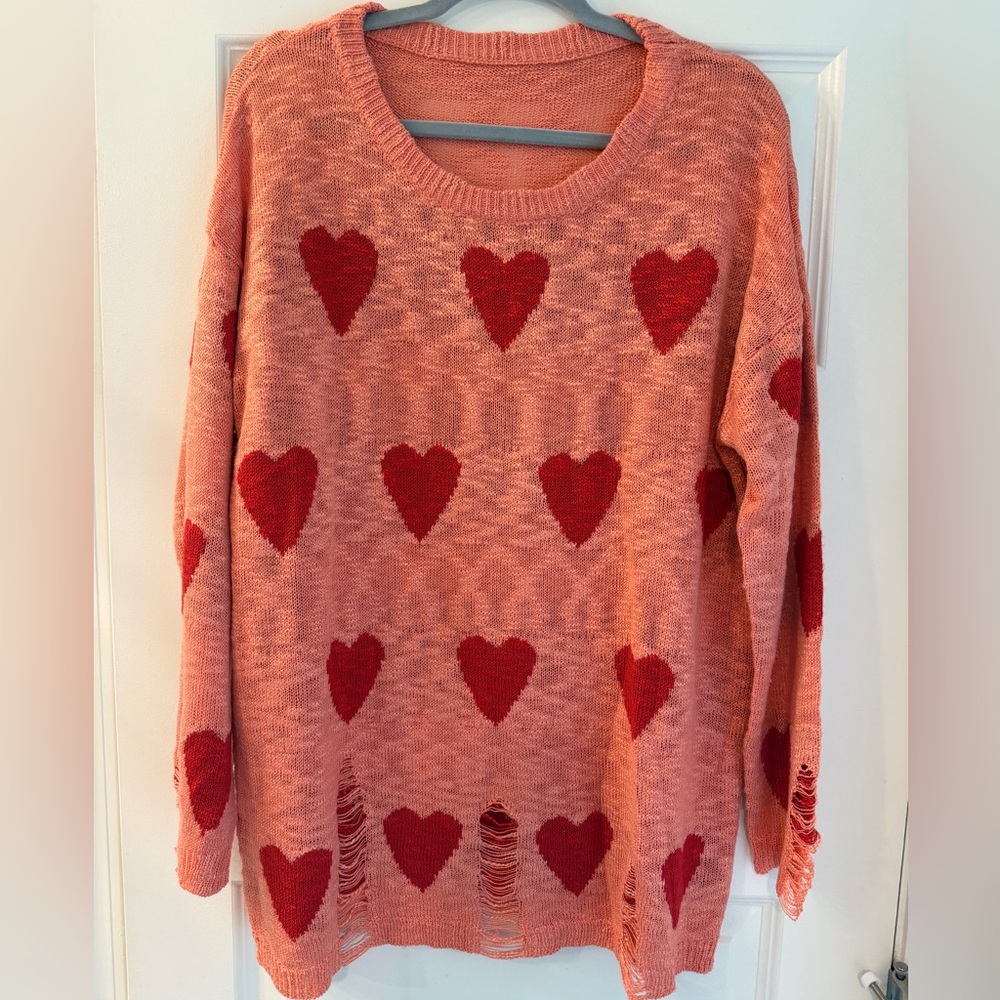 Distressed Hearts Sweater